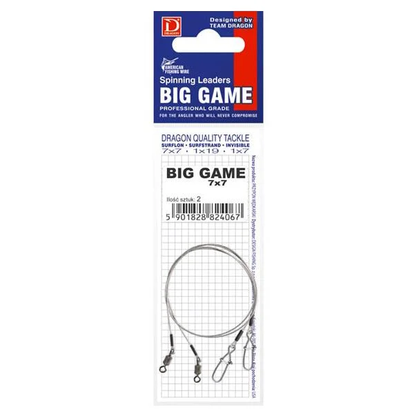 Przypon spinningowy Dragon 7x7 Surflon Big Game 30kg 30cm 2 sztuki Hit cenowy