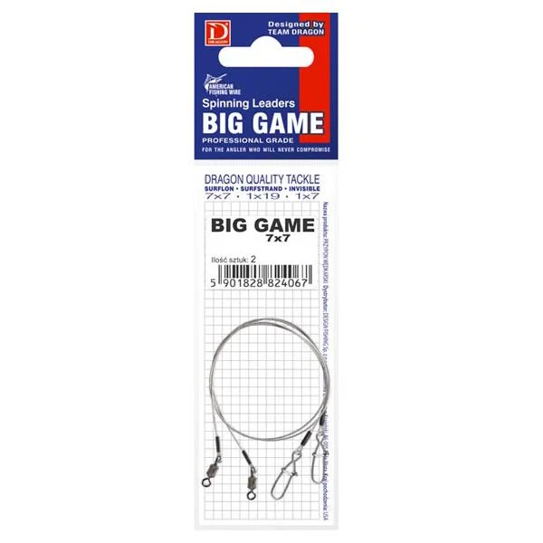 Przypon spinningowy Dragon 7x7 Surflon Big Game 30kg 35cm 2 sztuki Ograniczona ilość