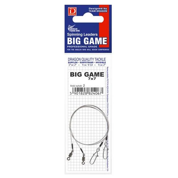 Przypon spinningowy Dragon 7x7 Surflon Big Game 30kg 80cm 2 sztuki Ostatnia szansa