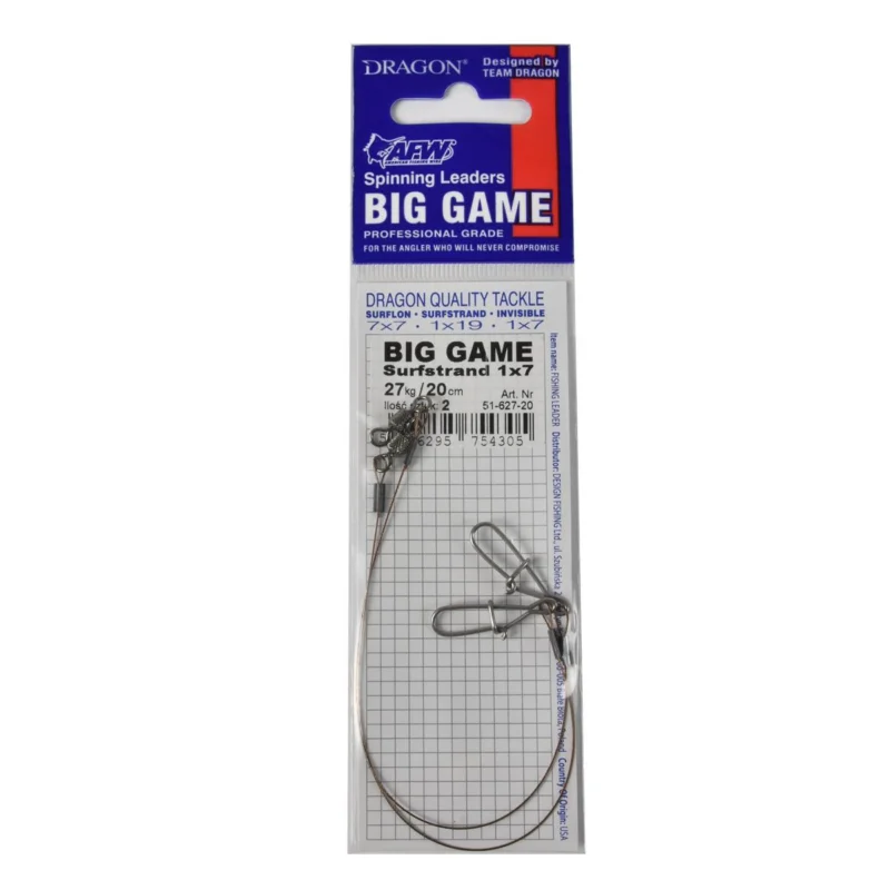 Przypon spinningowy Dragon 1x7 Surfstr. Big Game 27kg20cm 2 sztuki Ograniczona ilość