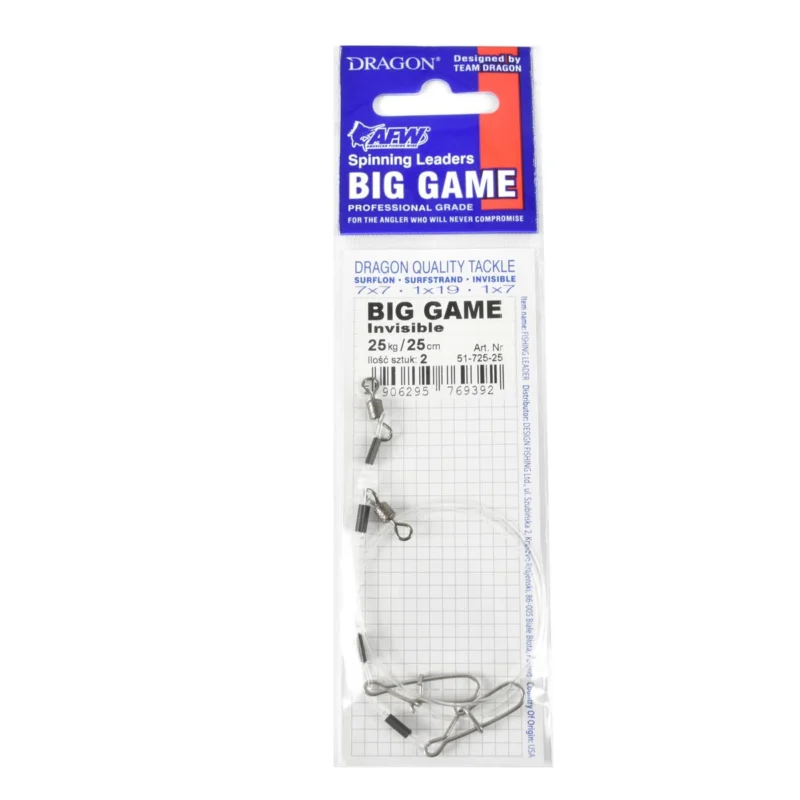 Szybka dostawa Przypon spinningowy Dragon fluorocarbon Big Game 25 kg 25cm