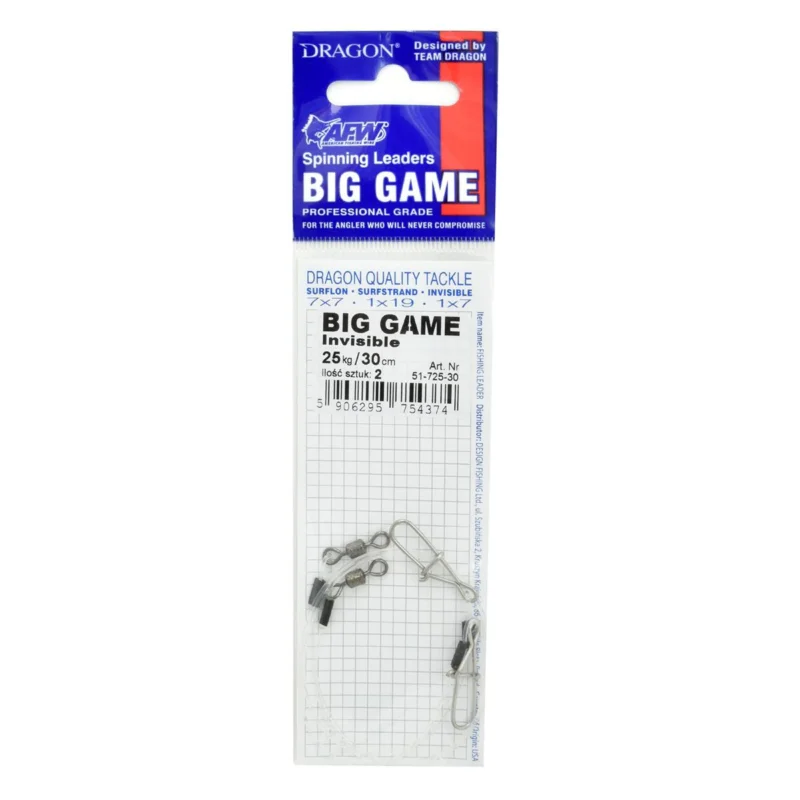 Zniżka Przypon spinningowy Dragon fluorocarbon Big Game 25 kg 30cm