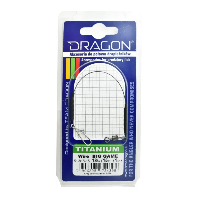 Przypon spinningowy Dragon Titanium Big Game 18kg 15cm 1 sztuka Najlepsza cena