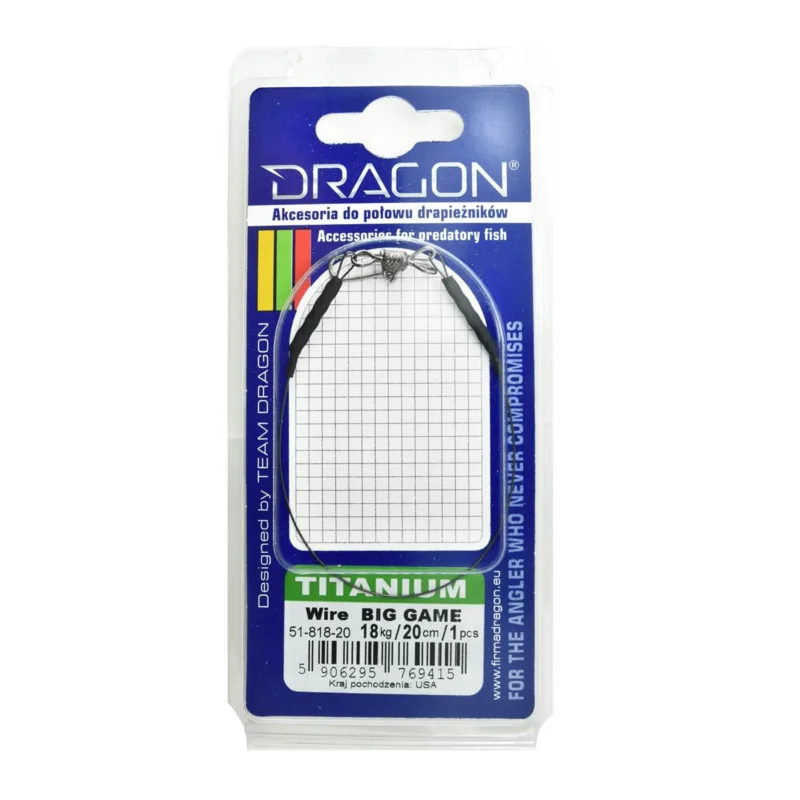 Przypon spinningowy Dragon Titanium Big Game 18kg 20cm 1 sztuka Wyprzedaż