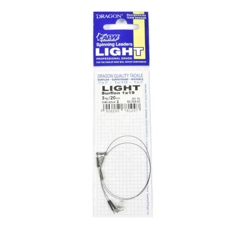Zniżka Przypon spinningowy Dragon 1x19 Surflon Light 3kg 20cm 2 sztuki
