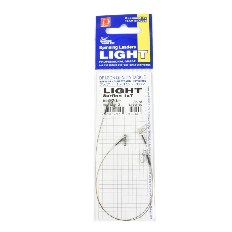 Hit cenowy Przypon spinningowy Dragon 1x7 Surflon Light 5kg 20cm 2 sztuki