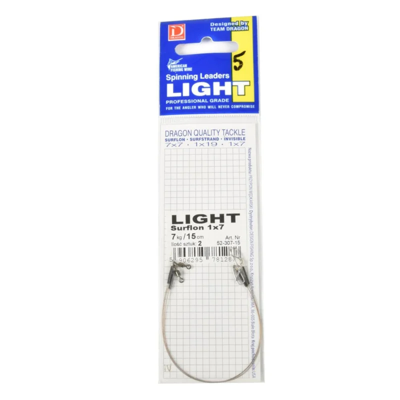 Bestseller Przypon spinningowy Dragon 1x7 Surflon Light 7kg 15cm 2 sztuki