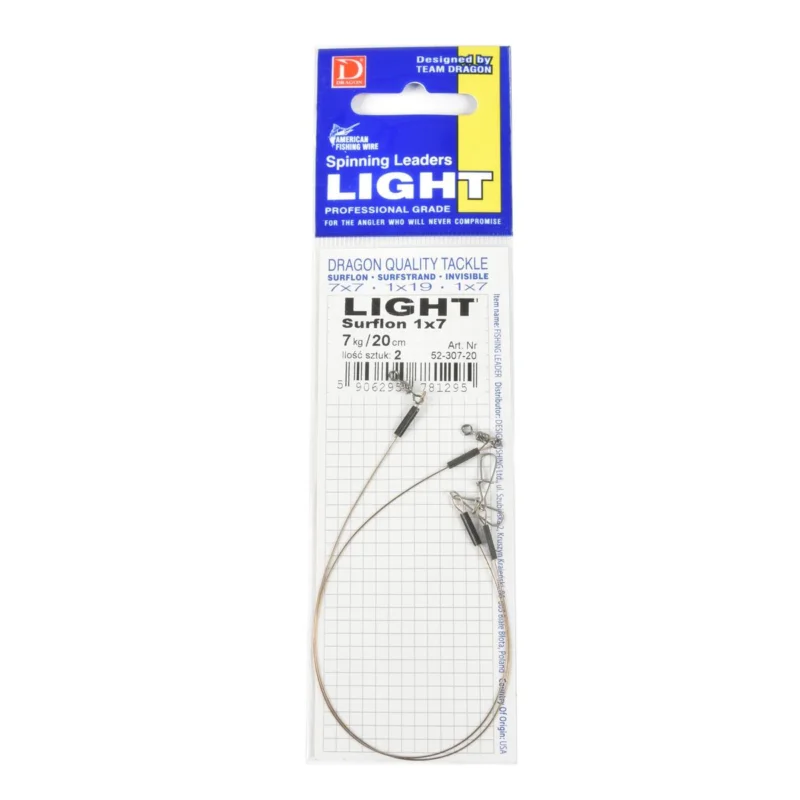 Przypon spinningowy Dragon 1x7 Surflon Light 7kg 20cm 2 sztuki Oferta