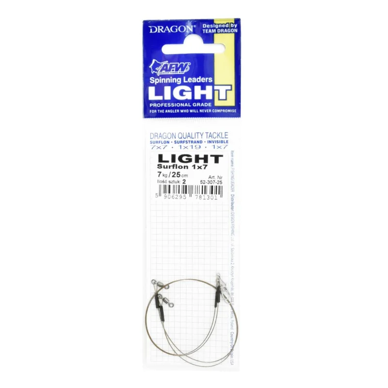 Oferta limitowana Przypon spinningowy Dragon 1x7 Surflon Light 7kg 25cm 2 sztuki