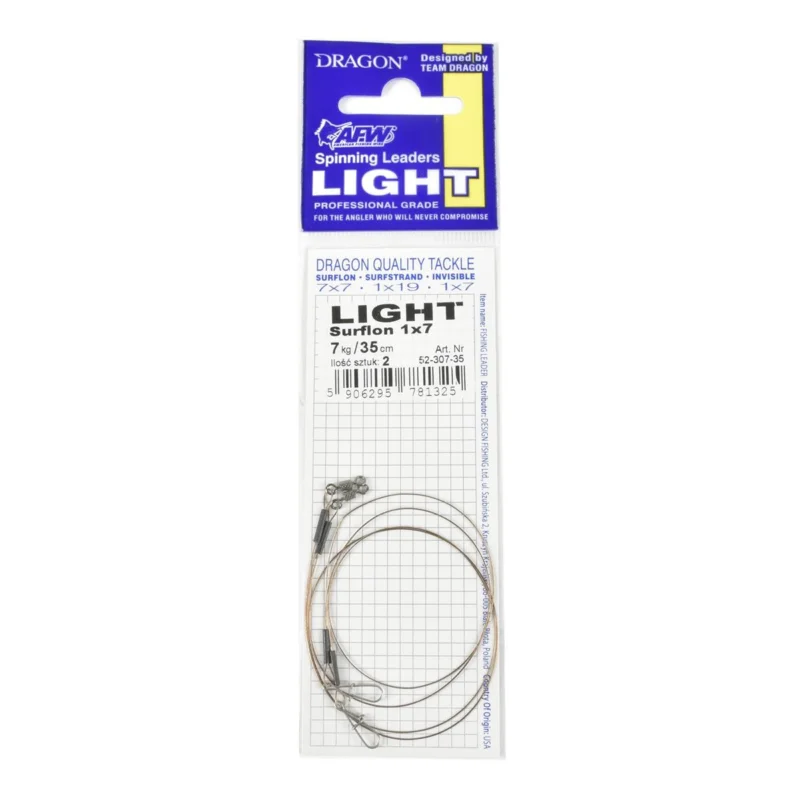 Szybka dostawa Przypon spinningowy Dragon 1x7 Surflon Light 7kg 35cm 2 sztuki