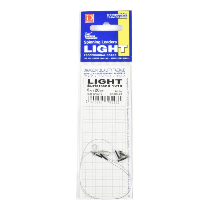 Przypon spinningowy Dragon 1x19 Surfstr.Light 5kg 20cm 2 sztuki Nowość