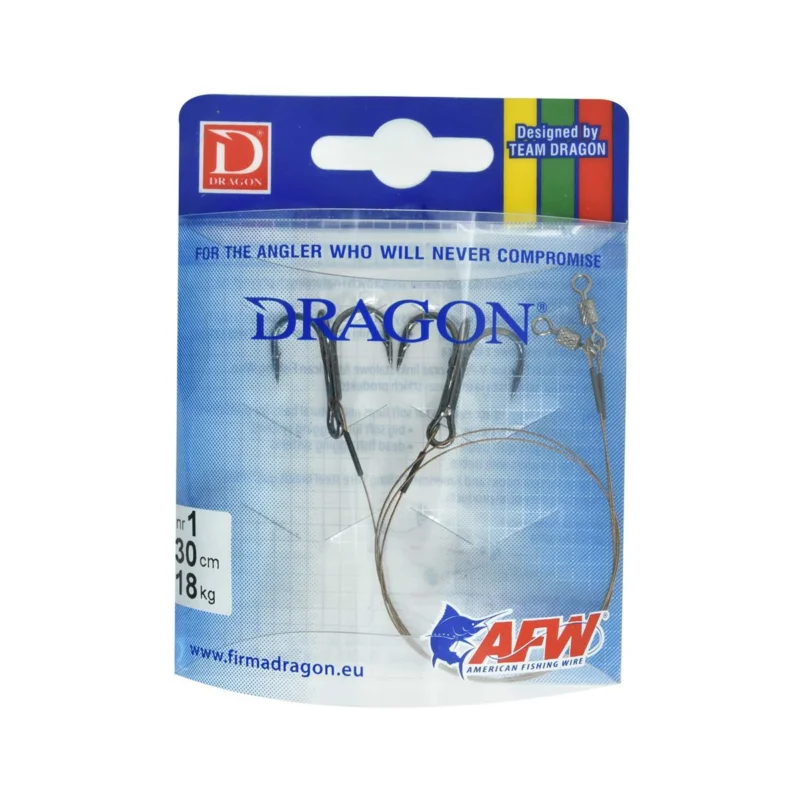 Przypon spinningowy Dragon z kotwicą rozmiar 1 30cm 18kg 2 sztuki Nowy