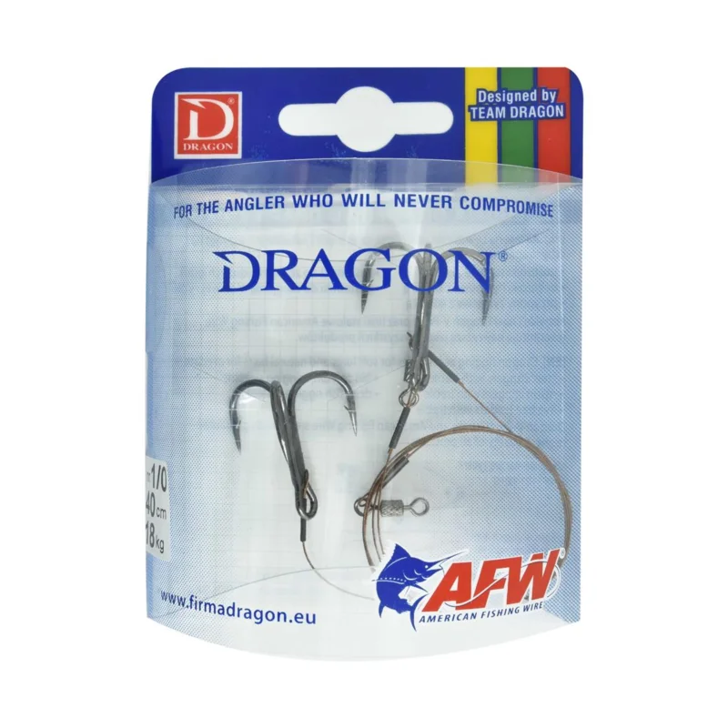 Przypon spinningowy Dragon z kotwicą rozmiar 1/0 40cm 18kg 2 sztuki Hit sprzedaży