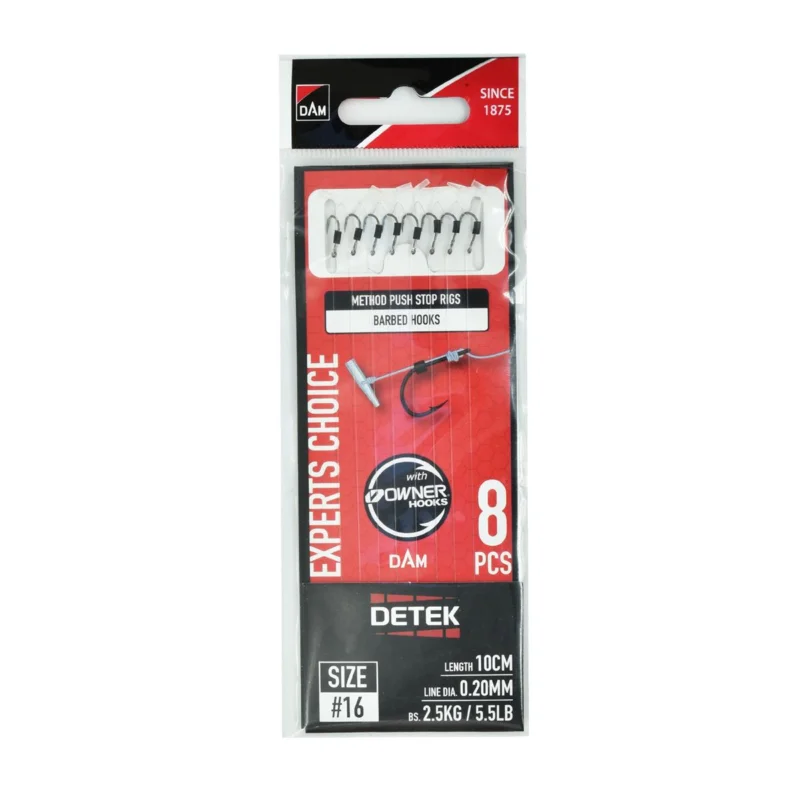 Haczyki z przyponem DAM Detek Method Feeder push stop rig rozmiar 6 8 sztuk Dodaj do koszyka