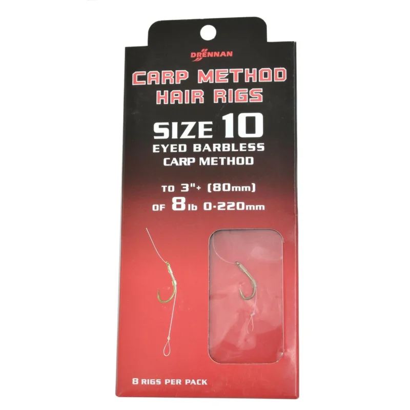 Haczyki bezzadziorowe z przyponem Drennan Carp Method 0.220mm rozmiar 10 8 sztuk Zniżka