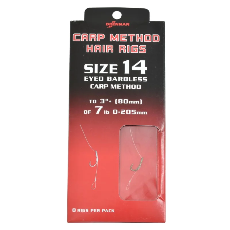 Obniżka ceny Haczyki bezzadziorowe z przyponem Drennan Carp Method 0.205mm rozmiar 14 8 sztuk