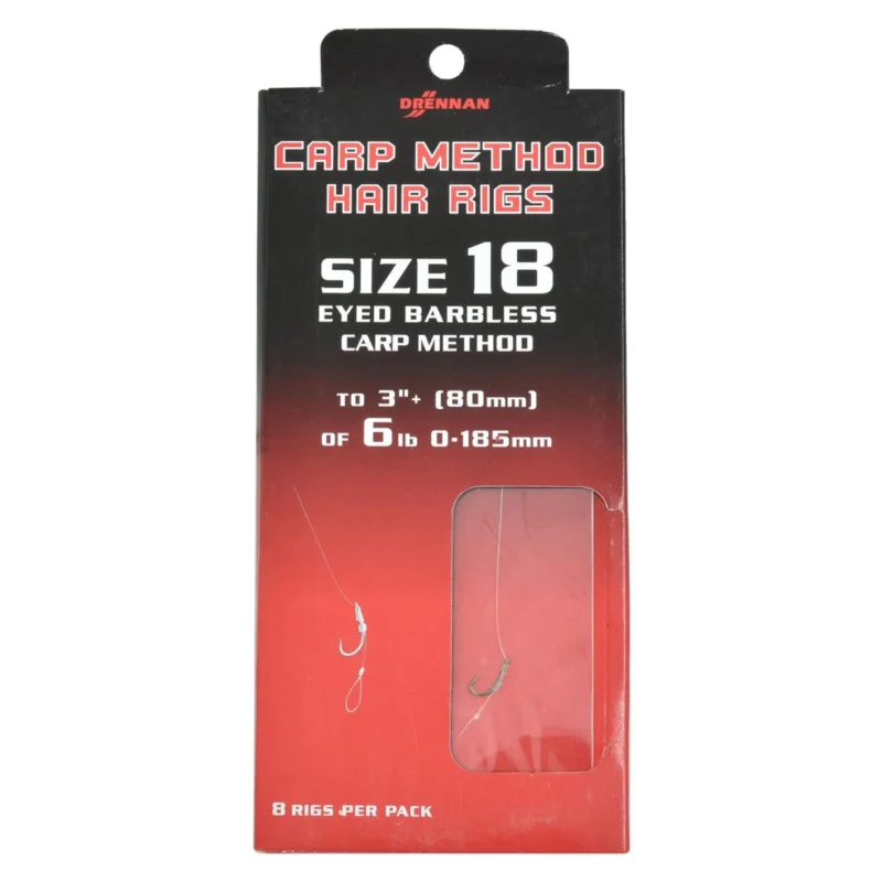 Cena promocyjna Haczyki bezzadziorowe z przyponem Drennan Carp Method 0.185mm rozmiar 18 8 sztuk