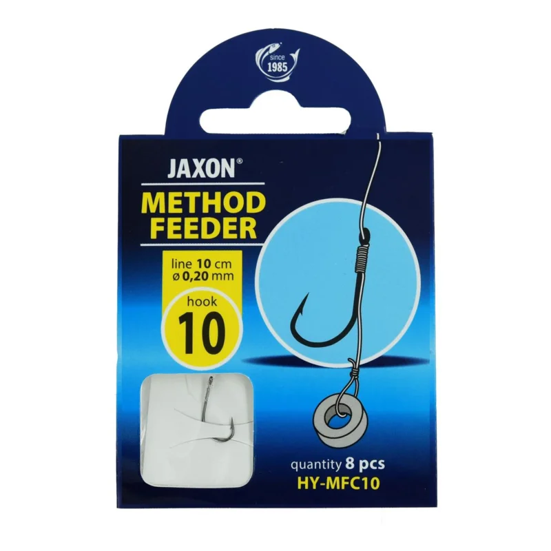 Bezpieczna płatność Haczyki z przyponem Jaxon Method Feeder z wlosem i gumką 0.20mm 10cm rozmiar 10 8 sztuk