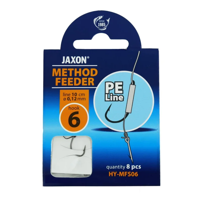 Bezpieczna płatność Haczyki z przyponem (z plecionki) Jaxon Method Feeder z igłą 0.12mm 10cm rozmiar 6 8 sztuk