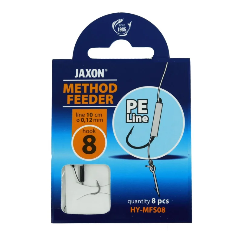 Haczyki z przyponem (z plecionki) Jaxon Method Feeder z igłą 0.12mm 10cm rozmiar 8 8 sztuk Rabat