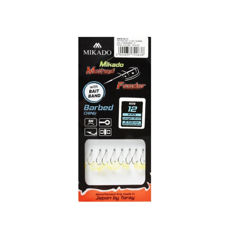 Oferta limitowana Haczyki z przyponem Mikado Method Feeder z gumką rozmiar 12 8 sztuk
