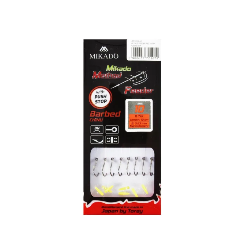 Oferta limitowana Haczyki z przyponem Mikado Method Feeder push stop rozmiar 10 8 sztuk