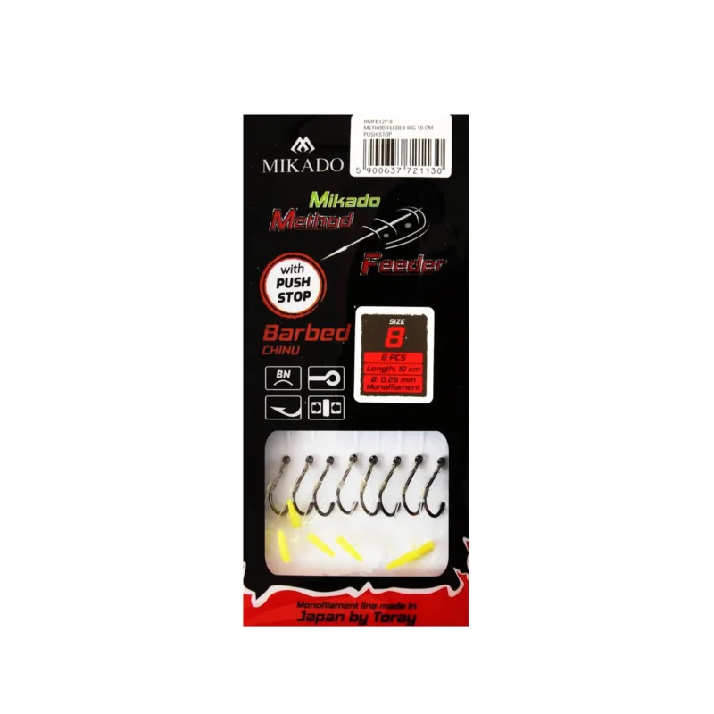 Hit sprzedaży Haczyki z przyponem Mikado Method Feeder push stop rozmiar 8 8 sztuk