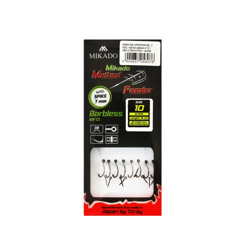 Oferta limitowana Haczyki z przyponem Mikado Method Feeder barblessz igłą rozmiar 10 8 sztuk