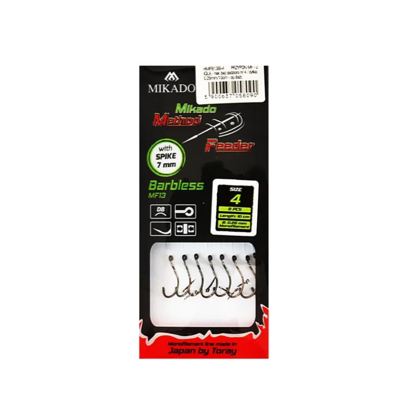 Wyjątkowa oferta Haczyki z przyponem Mikado Method Feeder barblessz igłą rozmiar 4 8 sztuk