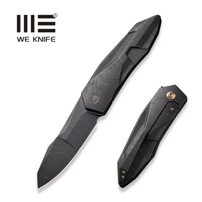 Nóż składany WE Knife Solid Black Stonewashed Etching Pattern Titanium, Black Stonewashed Etching CPM 20CV by Gustavo T. Cecchini (WE22028-5) Obniżka ceny