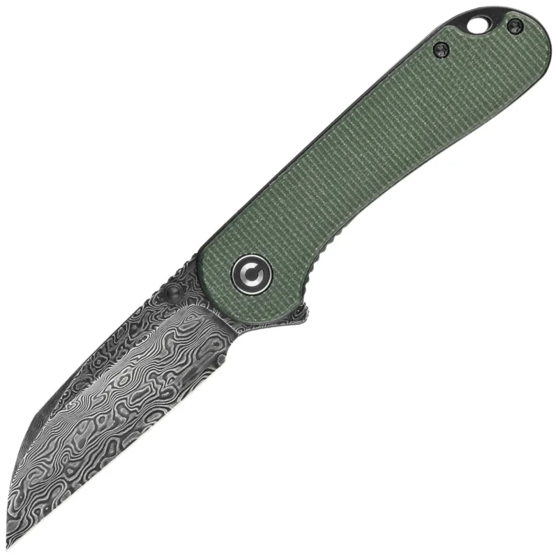 Okazja Civivi Knife Elementum Wharncliffe Green Canvas Micarta, Black Hand Rubbed Damascus (C18062AF-DS1)