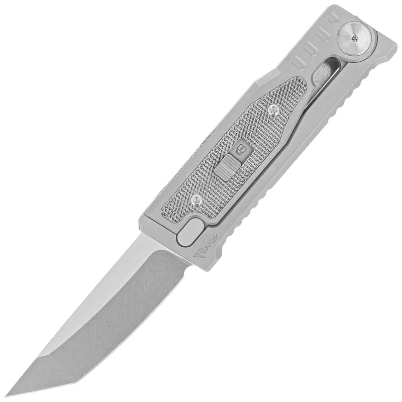 Popularny Nóż grawitacyjny Reate Mini EXO OTF Gravity T/E Bead Blasted Titanium/Black Micarta, Stonewashed CPM 3V