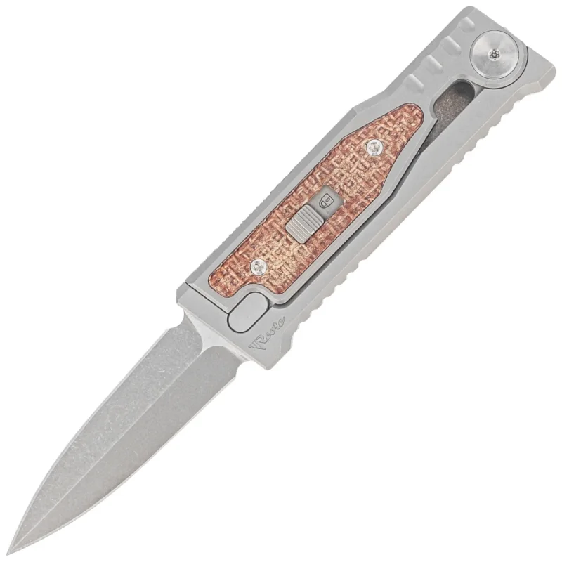 Niska cena Reate Knife Mini EXO OTF Gravity D/E Bead Blasted Titanium/Burlap Micarta, Stonewashed CPM 3V
