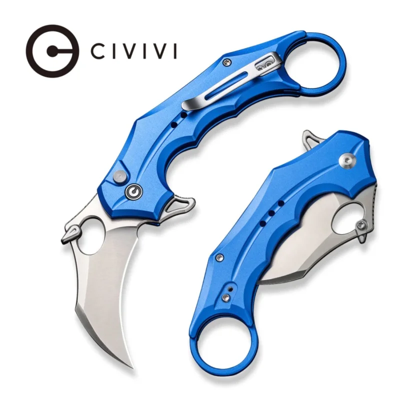 Tani Civivi Incisor II Knife Bright Blue Aluminum, Satin Nitro-V (C16016B-2)