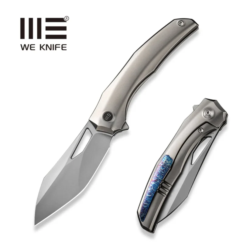 We Knife Ignio Polished Bead Blasted Titanium, Silver Bead Blasted CPM 20CV by Toni Tietzel (WE22042B-4) Szybka dostawa
