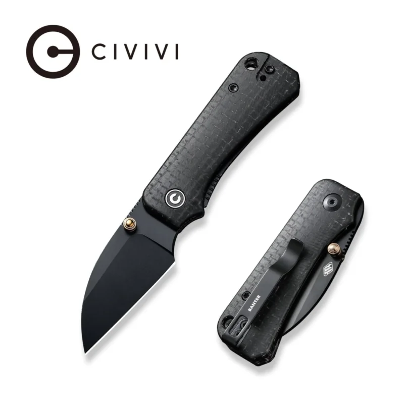 Nóż składany Civivi Baby Banter Wharncliffe Black Burlap Micarta, Black Nitro-V by Ben Petersen (C19068SC-1) Tylko do końca tygodnia