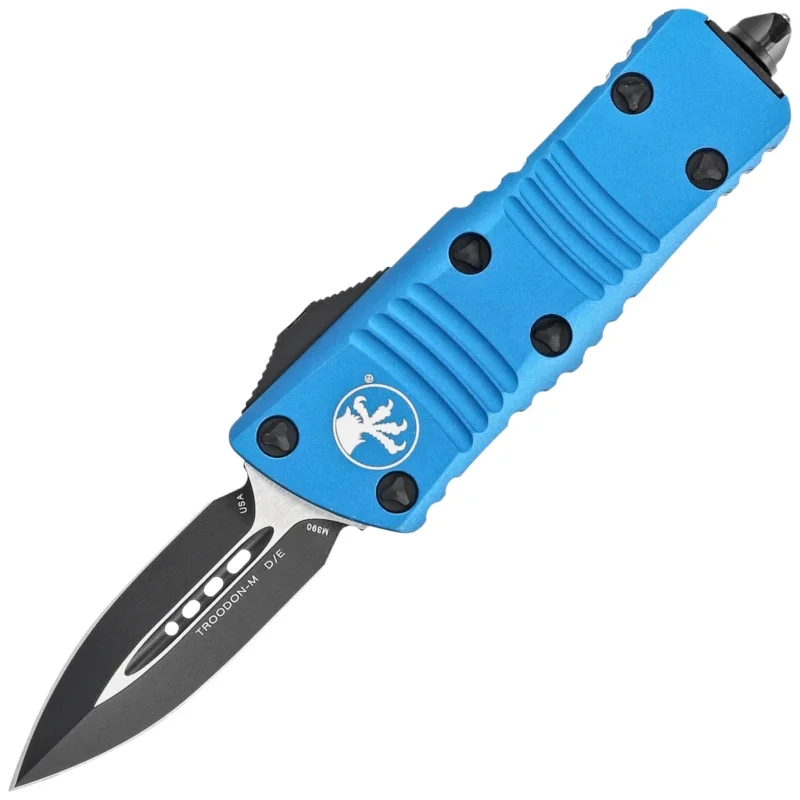 Tylko dziś Nóż automatyczny OTF Microtech Mini Troodon D/E Blue Aluminium, Black by Tony Marfione (238-1BL)