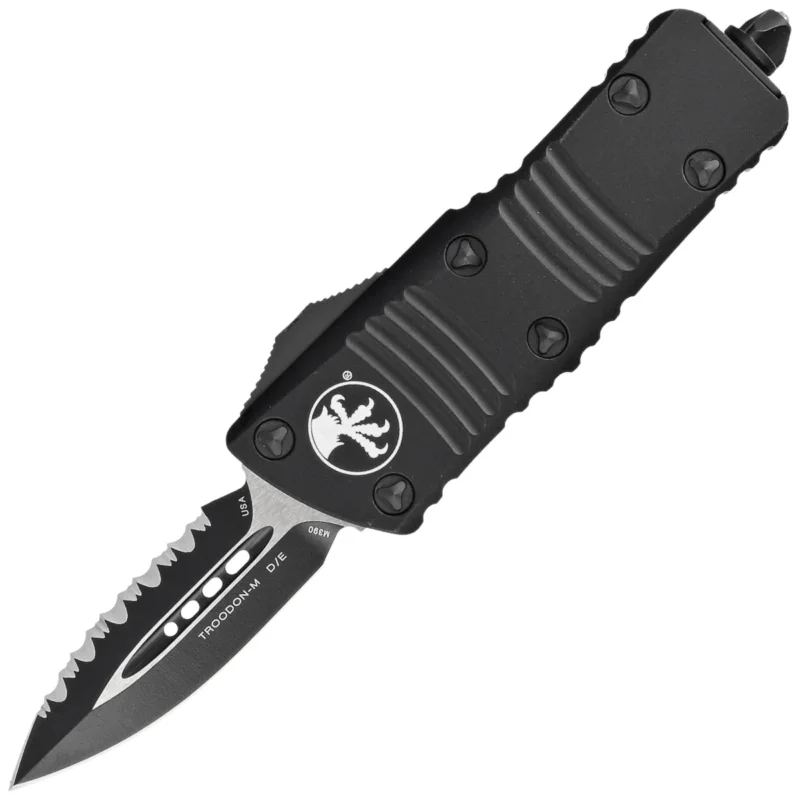 Dostępne od ręki Microtech Mini Troodon D/E Black Aluminium, Black by Tony Marfione knife (238-3T)