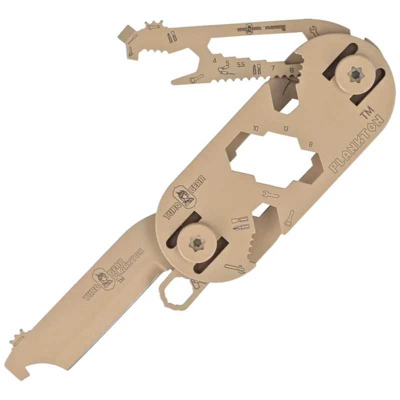 Najlepsza cena MultiTool Turq Gear Plankton Set (Tool No.1, 2, 3 ,4 ,Clips, T-25 Torx Bits, System-M srew set, washers) Ceracote Desert Sand