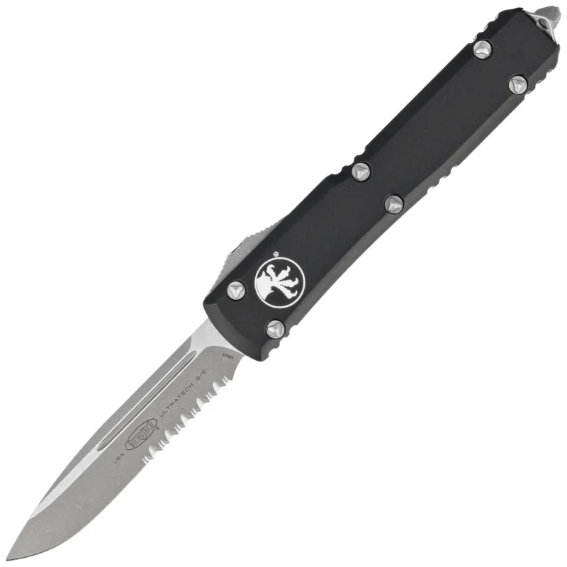 Nóż automatyczny OTF Microtech Ultratech S/E Black Aluminium, Apocalyptic P/S M390 by Tony Marfione (121-11AP) Obniżka ceny