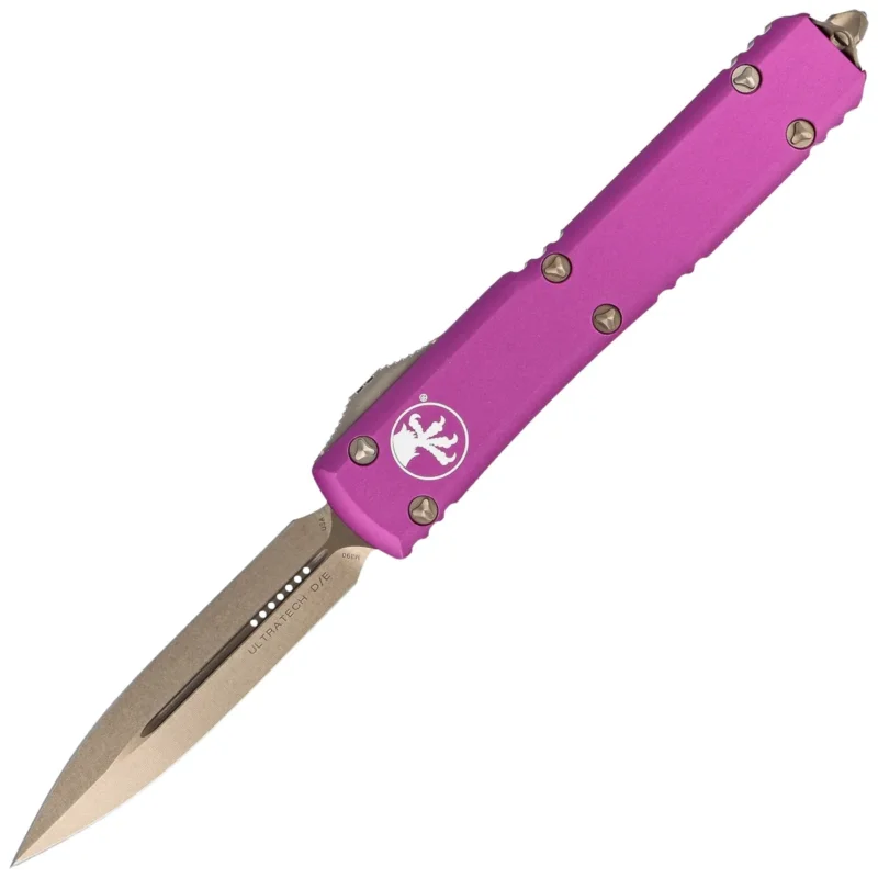 Dostępne od ręki Nóż automatyczny OTF Microtech Ultratech D/E Violet Aluminium, Bronzed M390 by Tony Marfione (122-13VI)