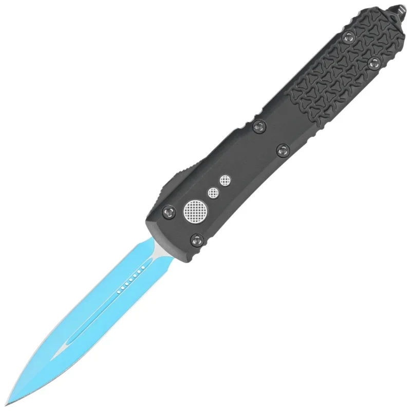 Promocja Microtech Ultratech D/E Jedi Knight Signature OTF Knife Tri-Grip Black Aluminum, Blue M390 by Tony Marfione (122-1JK)