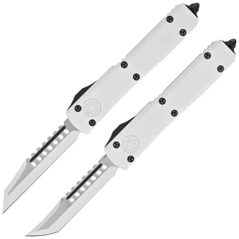Nowość Microtech Ultratech Storm Trooper Hellhound/Warhound OTF Knives Set Signature White Aluminum, White M390 by Tony Marfione (119-1SETSTDS)