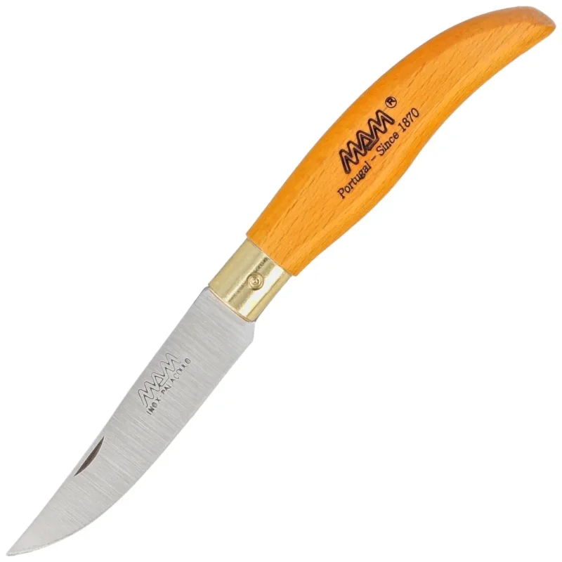 MAM Iberica S Knife Orange Beech Wood, Brass HW, Satin 420 (2010-OR) Łatwy zwrot