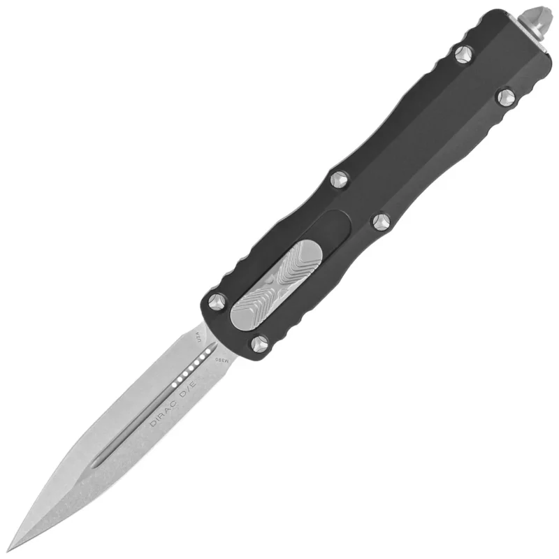 Bestseller Nóż automatyczny OTF Microtech Dirac D/E Black Aluminium, Stonewashed M390 by Tony Marfione (225-10)