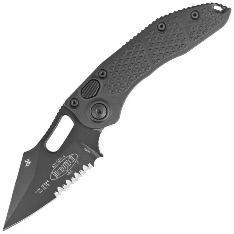 Microtech Stitch-A S/E Automatic Knife Black Aluminum, Black P/S M390 by Borka Blades and Tony Marfione (169-2T) Wysoka jakość