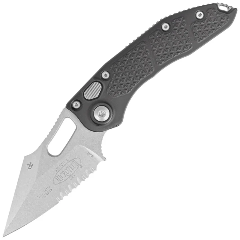 Zamów teraz Microtech Stitch-A S/E Automatic Knife Black Aluminum, Stonewashed M390 P/S by Borka Blades and Tony Marfione (169-11)