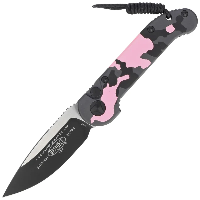 Nóż automatyczny Microtech LUDT S/E Signature Pink Camo Aluminium, Black M390 by Tony Marfione (135S-1PKCS) Ograniczona ilość