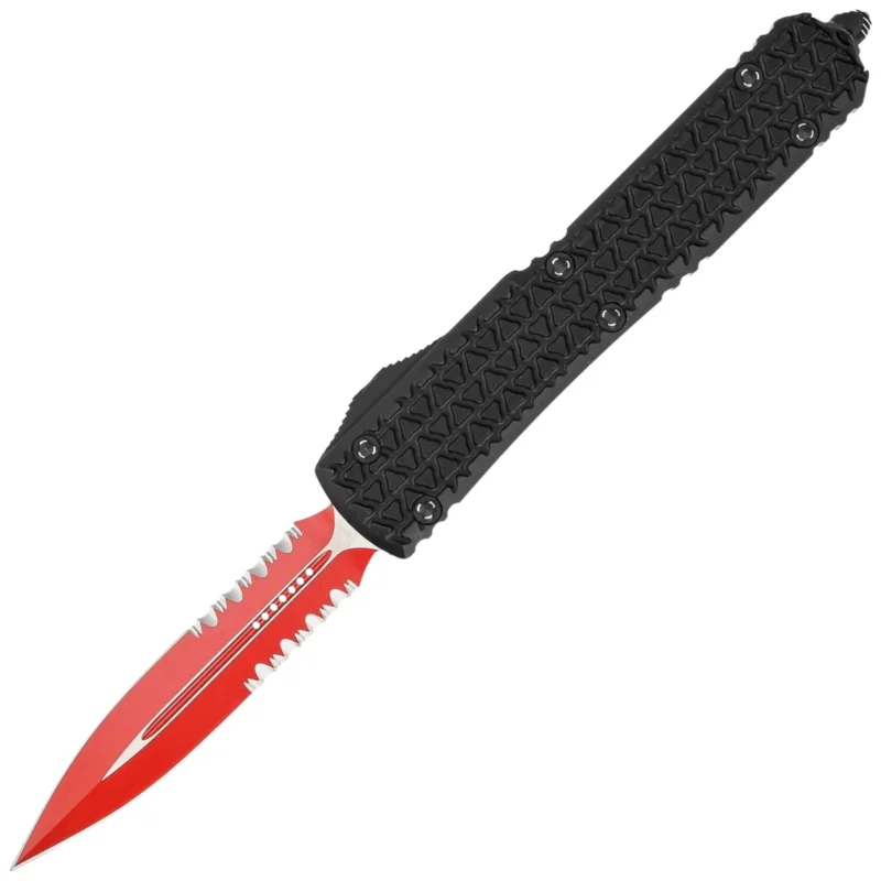Tani Nóż automatyczny OTF Microtech Ultratech D/E Sith Lord Signature Tri-Grip Black Aluminium, Red P/S M390 by Tony Marfione (122-2SL)