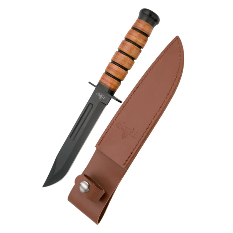Third Decor Habitat USMC Ka-Bar Style Brown Leather, Black Blade Knife (11593) Kup online